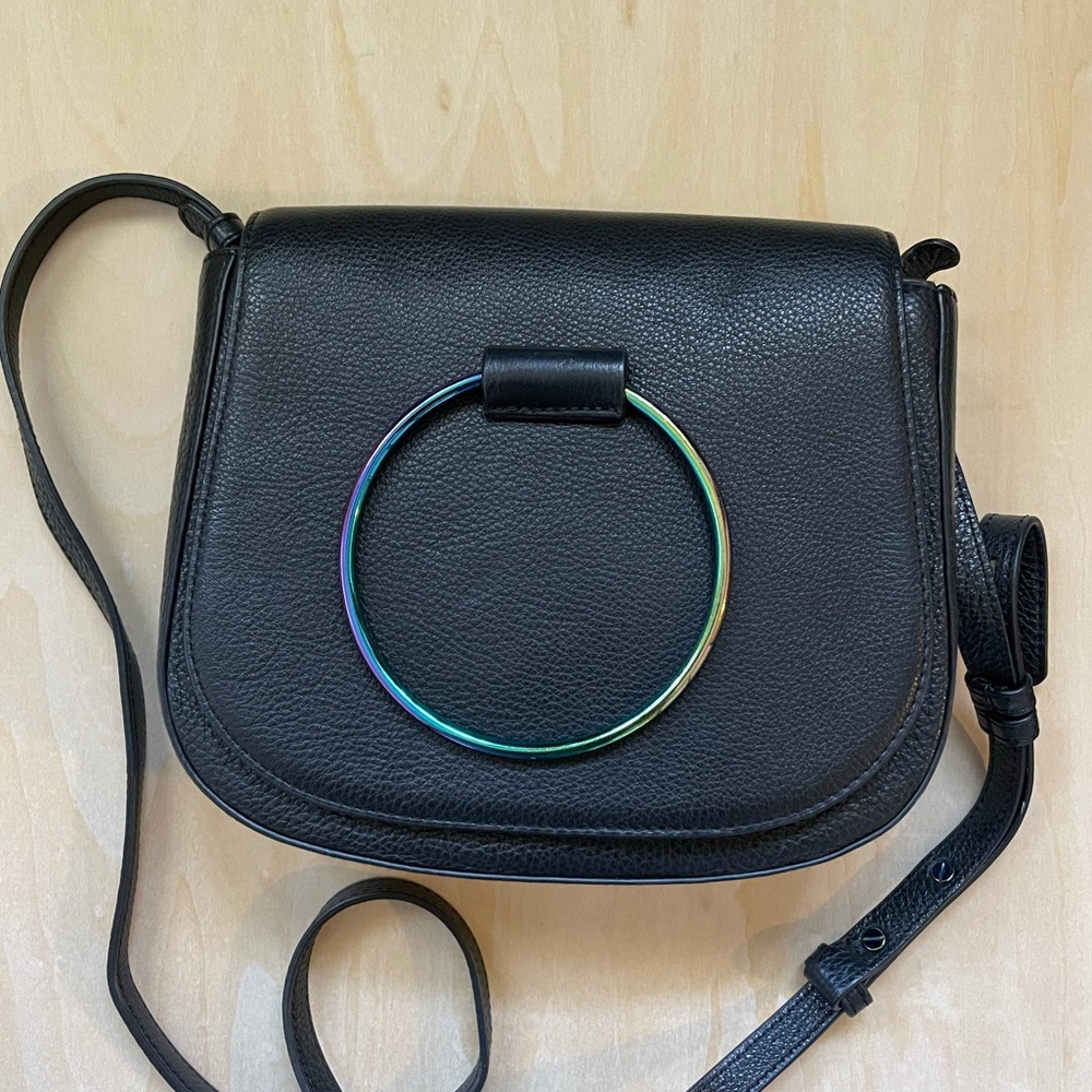 Thacker NYC Sabine Saddlebag - Black Oilslick